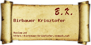 Birbauer Krisztofer névjegykártya